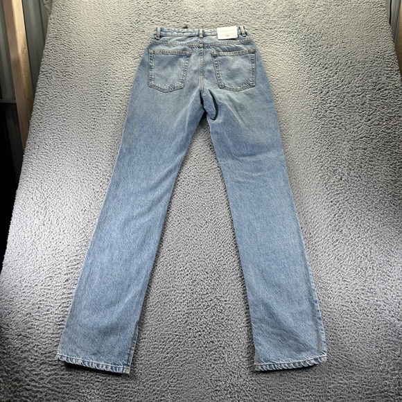 Zara Jeans Womens Size 4 Blue Light Wash Cotton 90's Full Length Split Hem - Picture 5 of 11